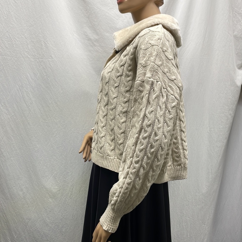 Pink Rose Magic Stone Faux Fur Cardigan NWT - Picture 4 of 11